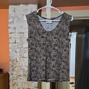 Kathie Lee Black and White Textured Tank Top